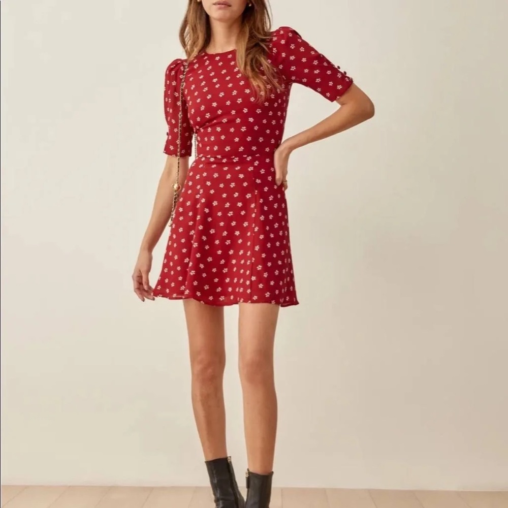 Reformation Bard Mini Dress in Nigella - size 6. NWT (New With Tags)